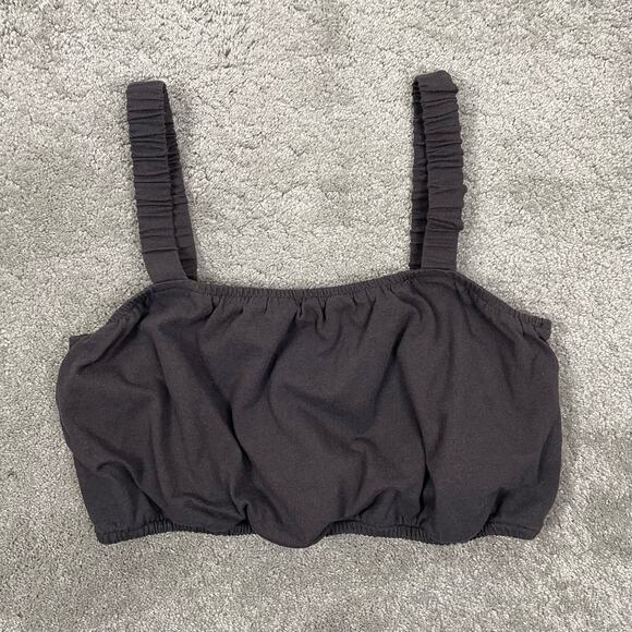 Madewell Organic Cotton Crop Tank Size XL Dark Grey Basics Stretchy Bubble Hem - Picture 2 of 7